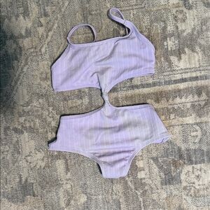 Lavender Ribbed One-Piece Swimsuit